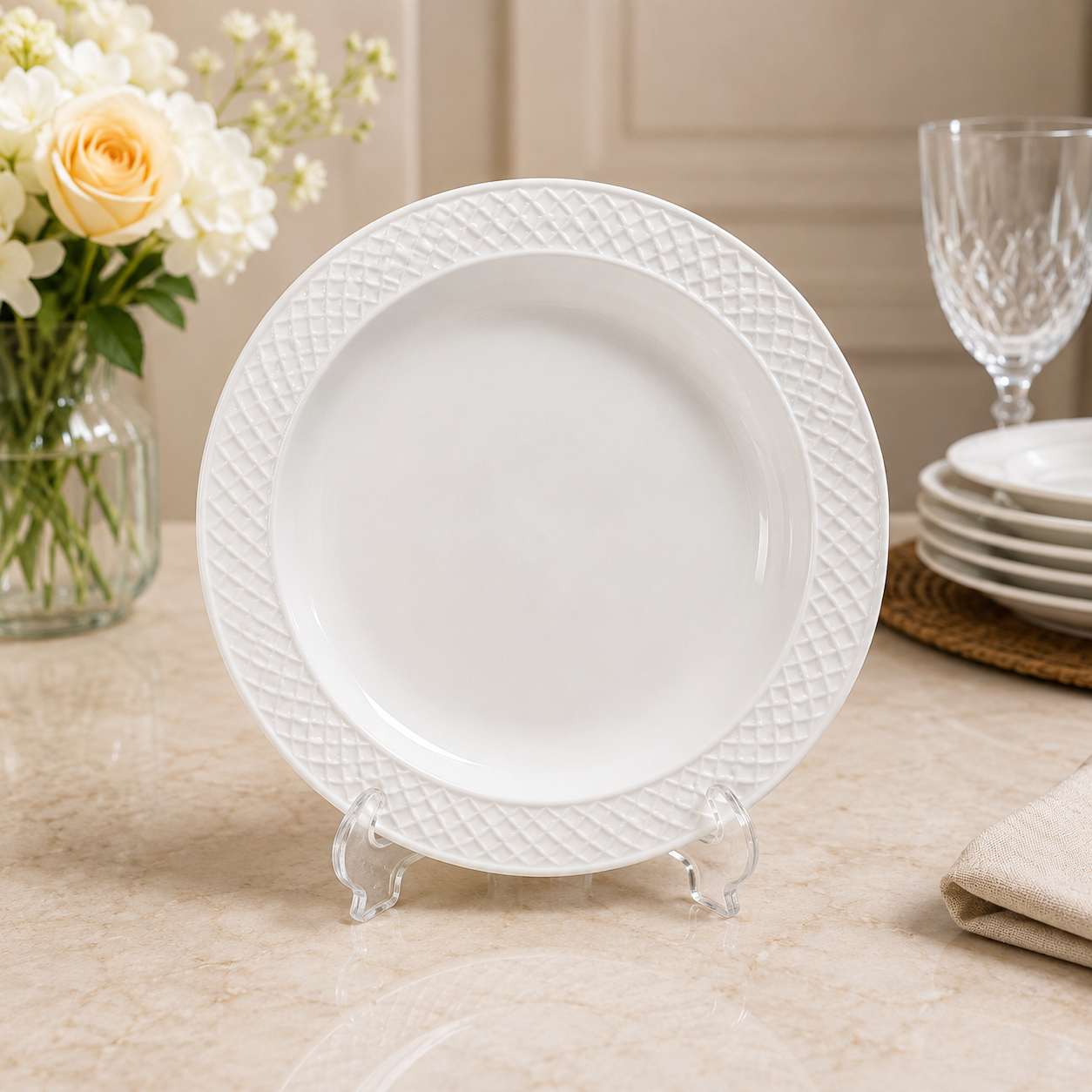 WINSOR ENGLAND EMBOSSED CERAMIC DINNER PLATE