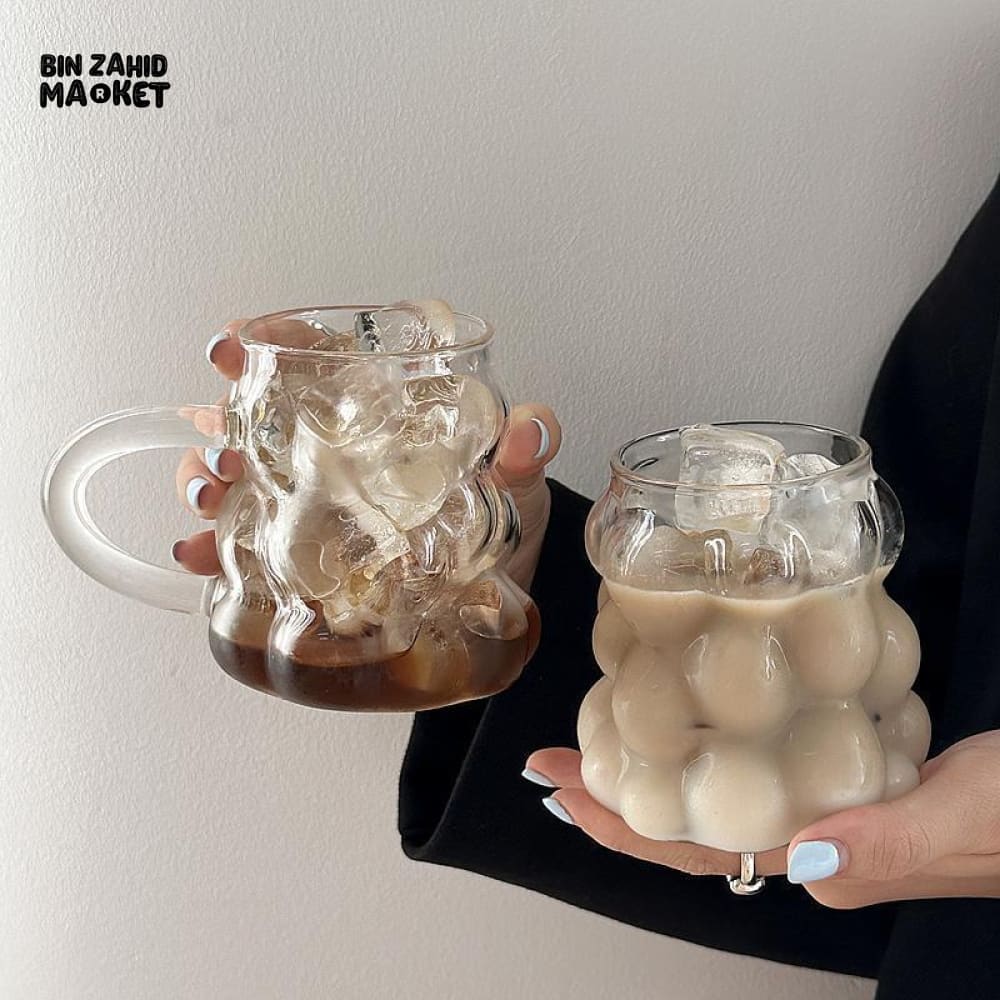 HEAT RESISTANT GLASS COFFEE MUG – CREATIVE MILK & BREAKFAST CUP - WITH HANDLE