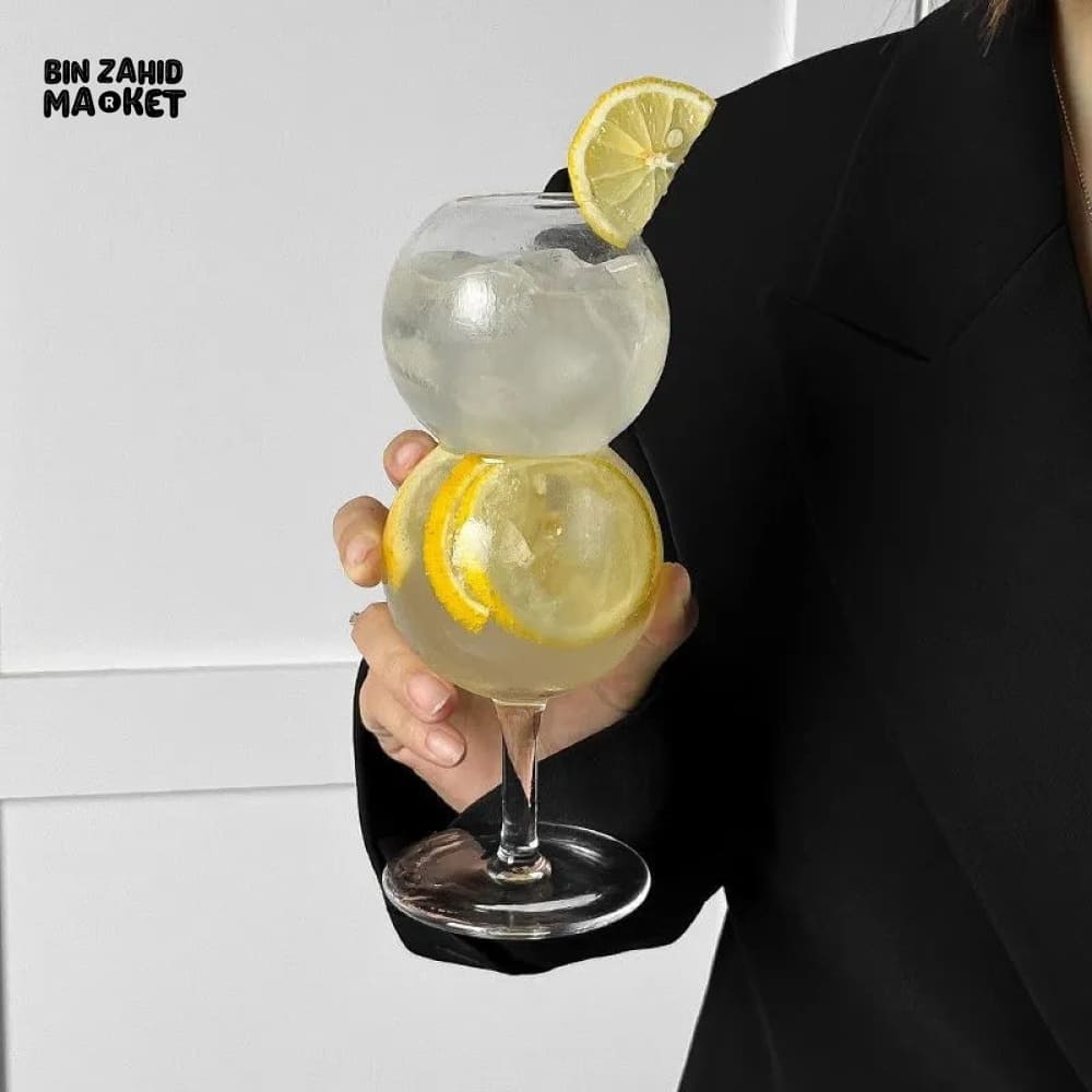 CREATIVE BUBBLE GLASS – UNIQUE ROUND CUP FOR COCKTAILS JUICE MILK & MORE - LARGE
