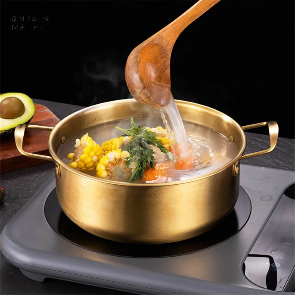 STAINLESS STEEL INSTANT NOODLE POT WITH LID NON-STICK SOUP SAUCEPAN COOKWARE