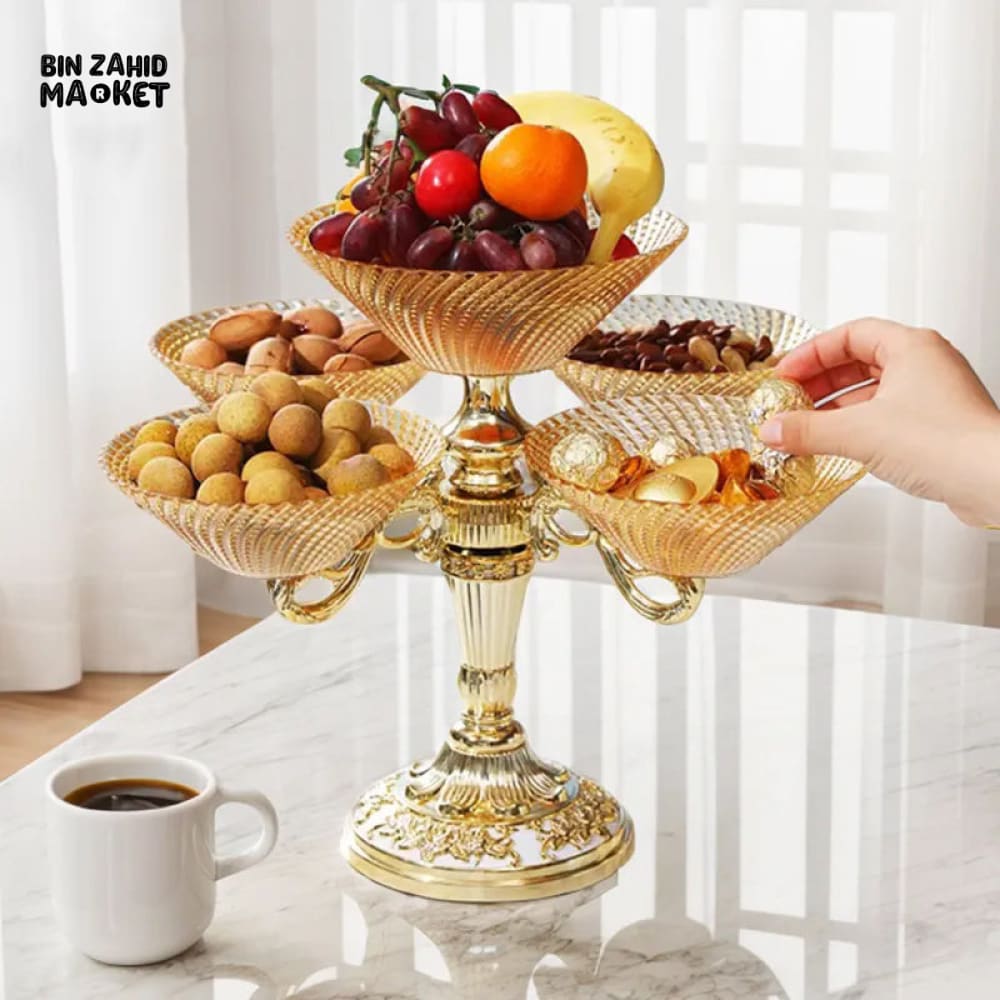 5-ROTATED PETAL CRYSTAL PORCELAIN BOWL – EUROPEAN VINTAGE FRUIT & DESSERT DISPLAY TRAY PARTY SERVING PLATTER