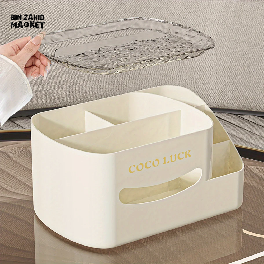 MODERN MAKEUP ORGANIZER – COSMETIC DISPLAY WITH TISSUE BOX & DESK STORAGE
