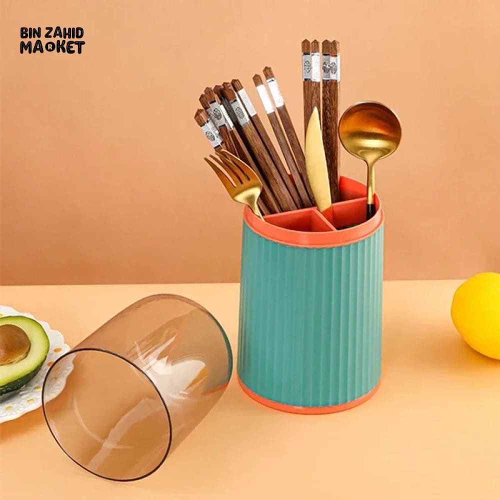 3X GRIDS CUTLERY HOLDER WITH LID
