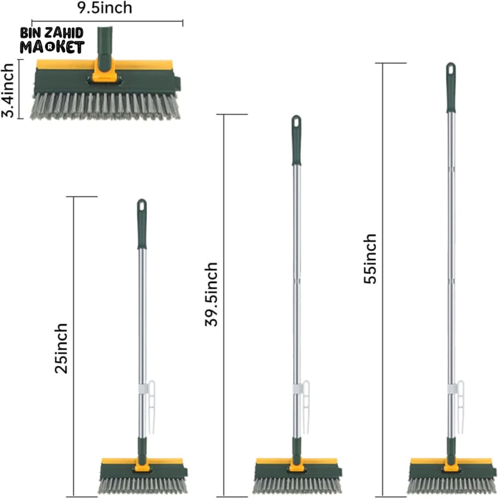 4-IN-1 BATHROOM CLEANING TOOL – LONG HANDLE FLOOR SCRUBBER WITH GROUT BRUSH & SQUEEGEE