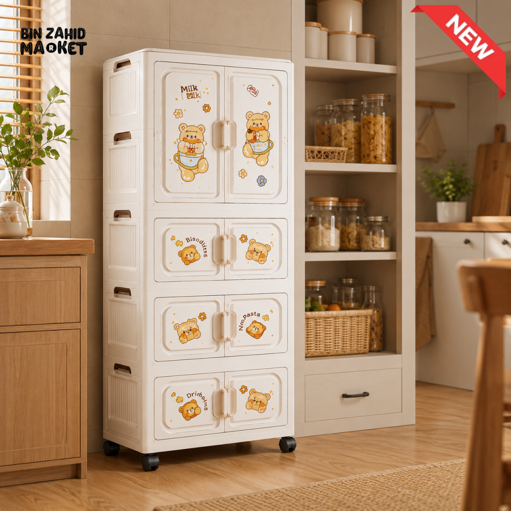 4-LAYER BABY STORAGE WARDROBE WITH DRAWERS & WHEELS - DM-1