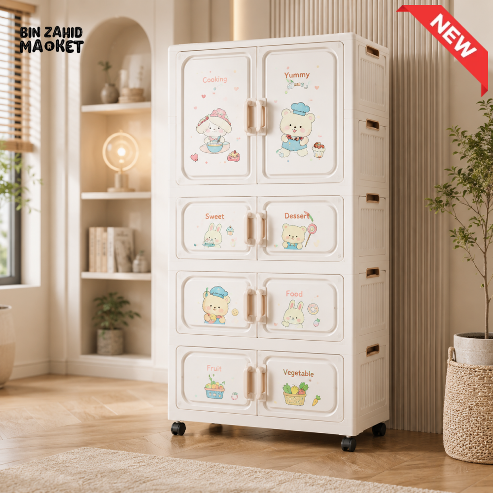 4-LAYER BABY STORAGE WARDROBE WITH DRAWERS & WHEELS - DM-2