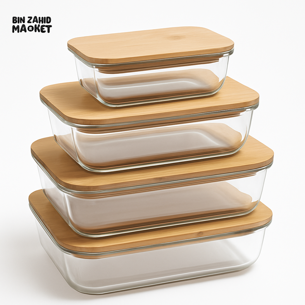 4 Pcs Glass Food Storage Containers - Rectangle