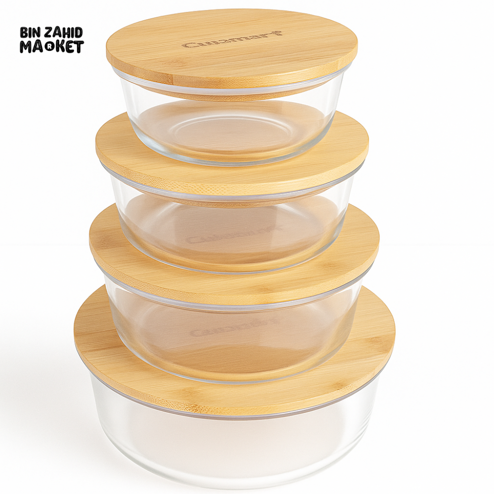 4 Pcs Glass Food Storage Containers - Round