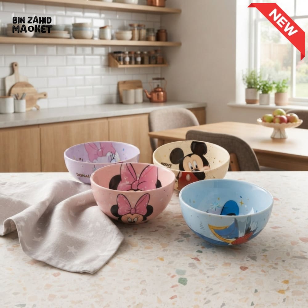 4-PIECE DISNEY CHARACTER CERAMIC BOWL SET