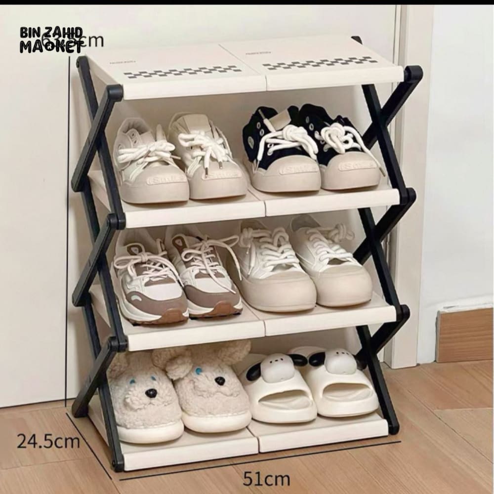 4-TIER NARROW SHOE STORAGE CABINET – FOLDABLE ENTRYWAY ORGANIZER