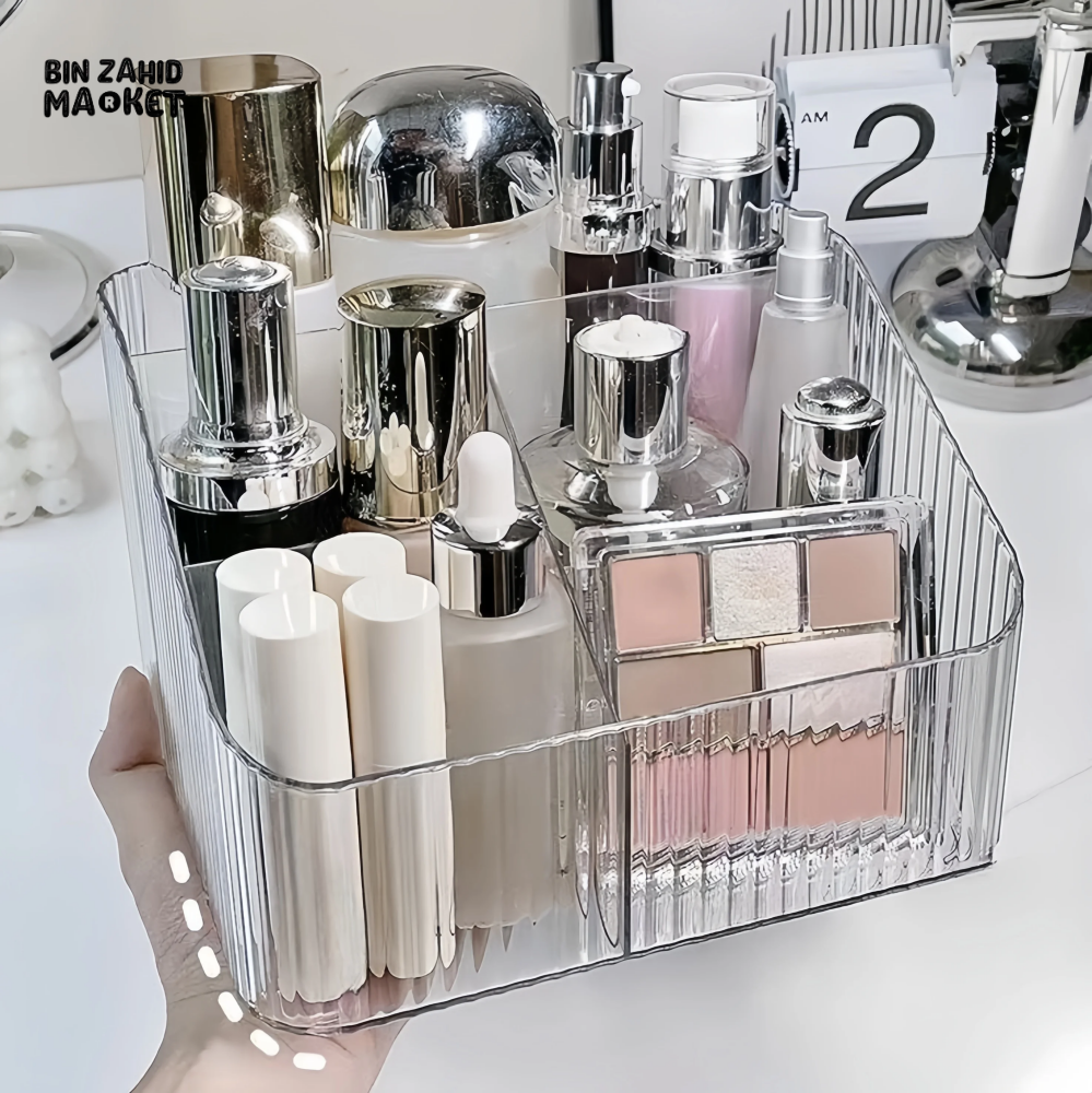 2 PIECES SET LUXURY TRANSPARENT MAKEUP ORGANIZER NORDIC STYLE COSMETIC STORAGE BOX
