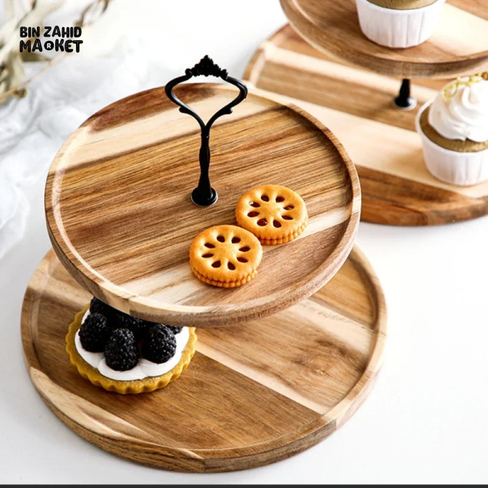 DETACHABLE CAKE STAND WOODEN EUROPEAN STYLE DESSERT HOLDER WEDDING PARTY
