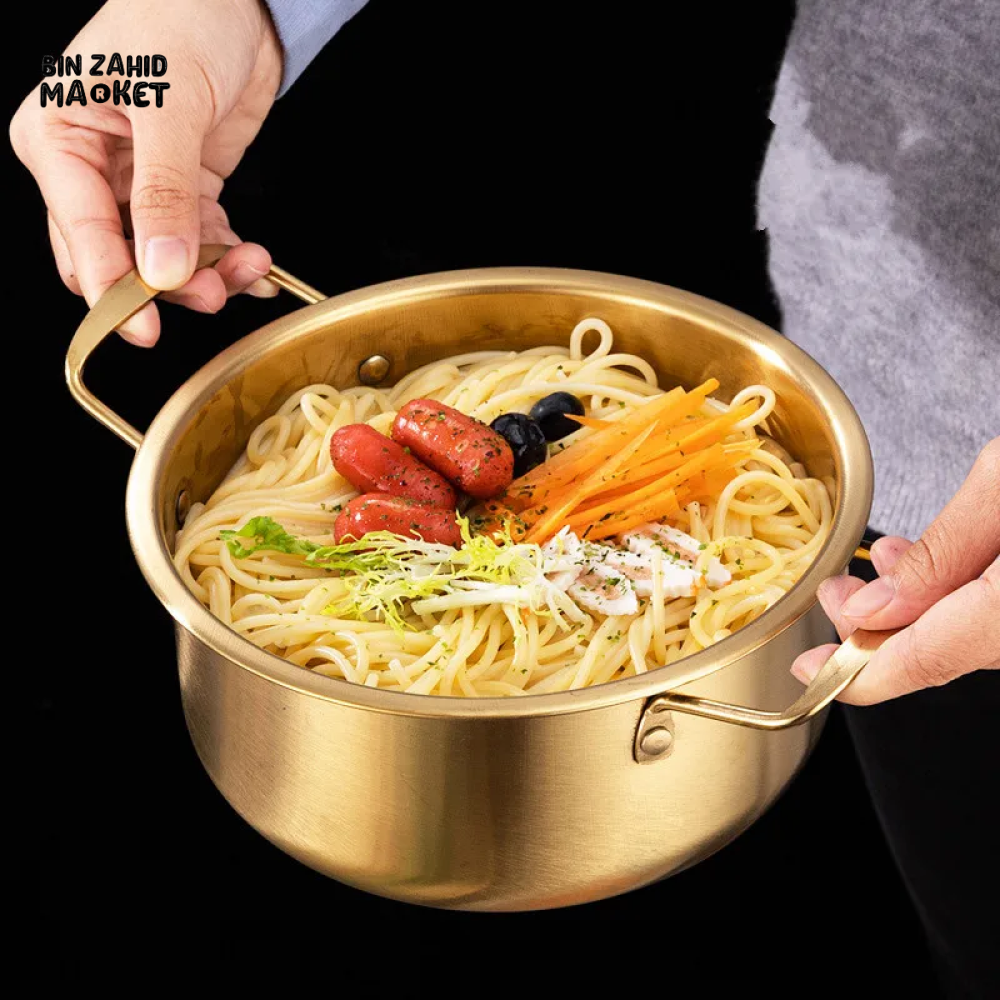 STAINLESS STEEL INSTANT NOODLE POT WITH LID NON-STICK SOUP SAUCEPAN COOKWARE