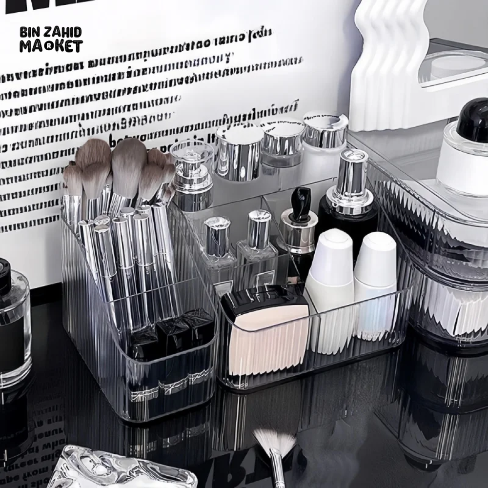 2 PIECES SET LUXURY TRANSPARENT MAKEUP ORGANIZER NORDIC STYLE COSMETIC STORAGE BOX