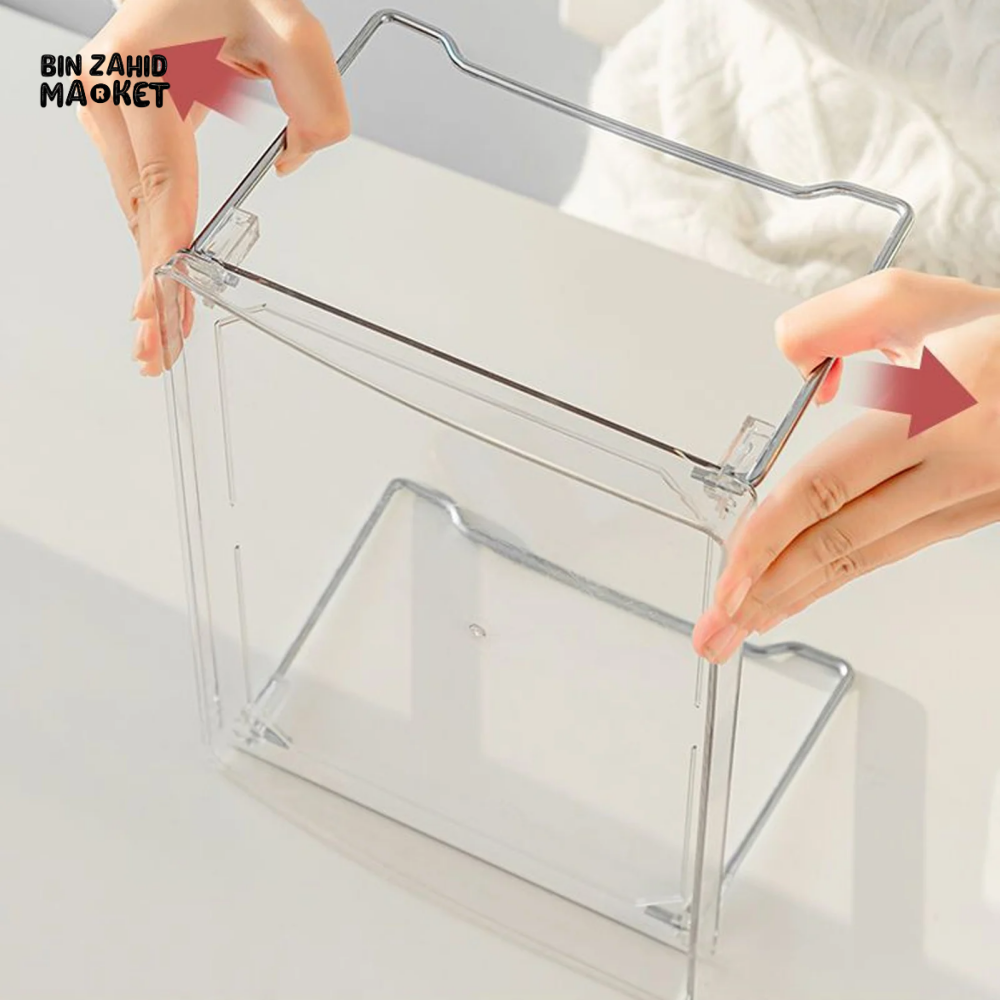 STACKABLE CLEAR PLASTIC STORAGE RACK FOR MAKEUP KITCHEN AND STATIONERY