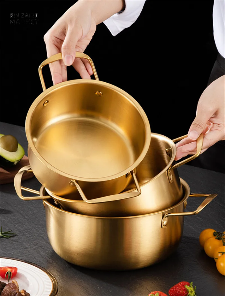 STAINLESS STEEL INSTANT NOODLE POT WITH LID NON-STICK SOUP SAUCEPAN COOKWARE