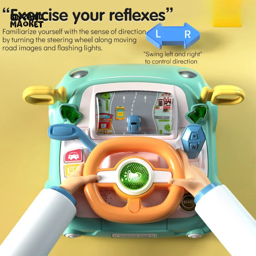 KIDS STEERING WHEEL TOY PRETEND PLAY SIMULATION DRIVING TOY SAFE & MULTIFUNCTIONAL