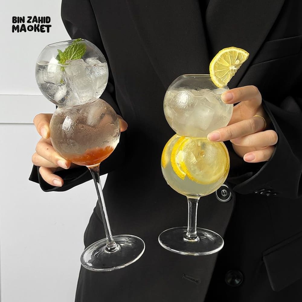 CREATIVE BUBBLE GLASS – UNIQUE ROUND CUP FOR COCKTAILS JUICE MILK & MORE - LARGE
