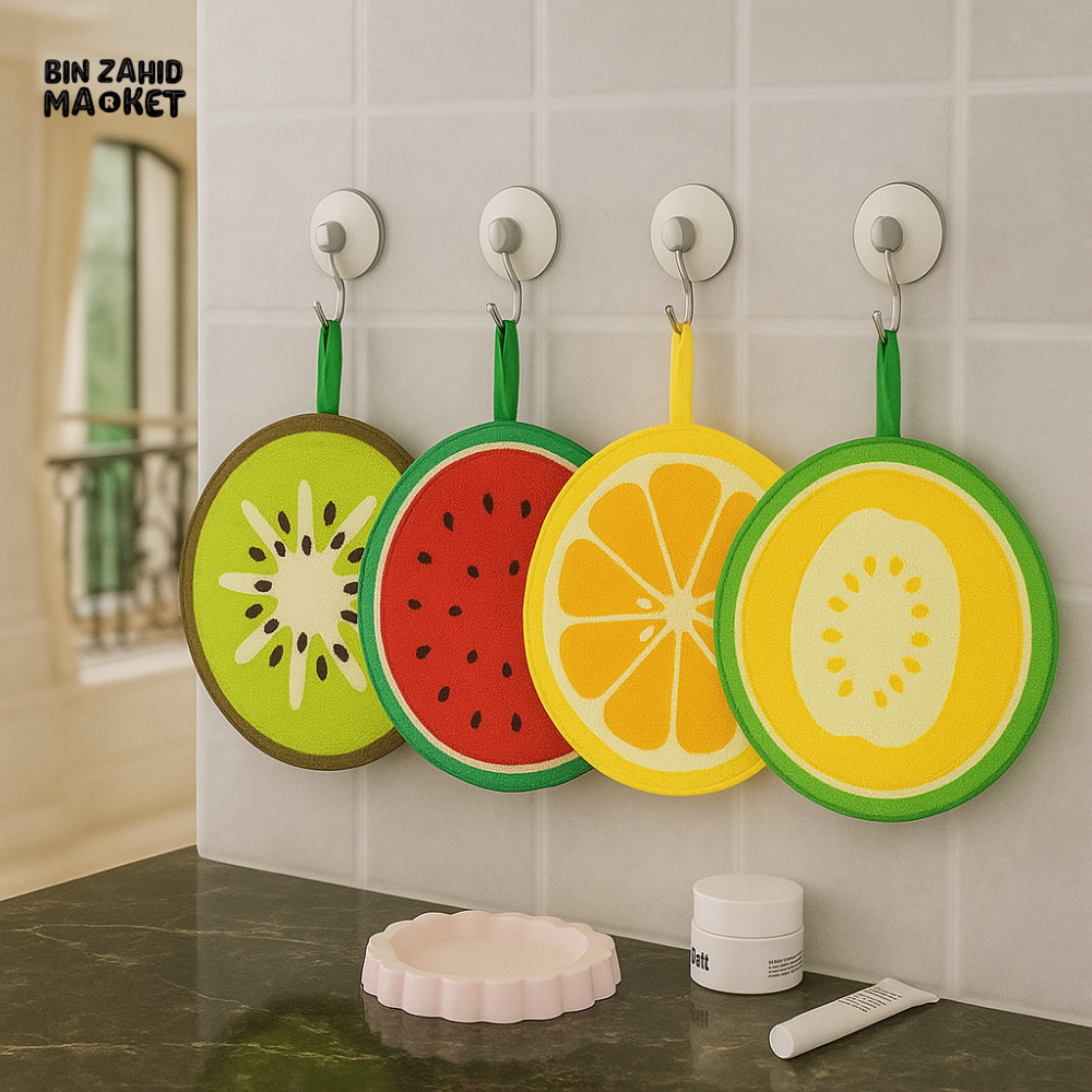 4PIECE FRUIT KITCHEN CLEANING TOWELS – HANGING MULTIPURPOSE WIPES FOR LUXURY VILLA DECOR