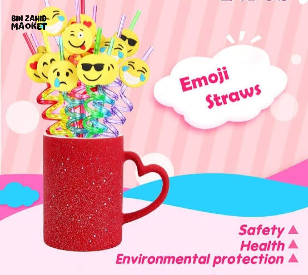 4X PIECES REUSABLE SMILEYS STRAW SET