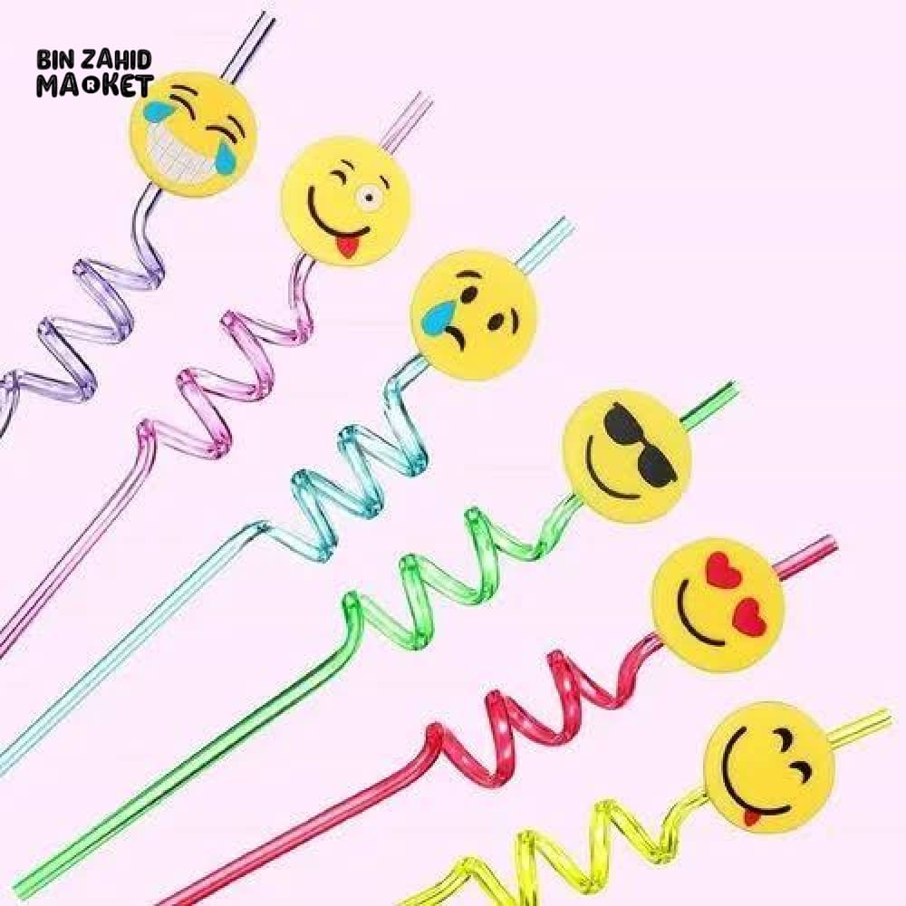 4X PIECES REUSABLE SMILEYS STRAW SET