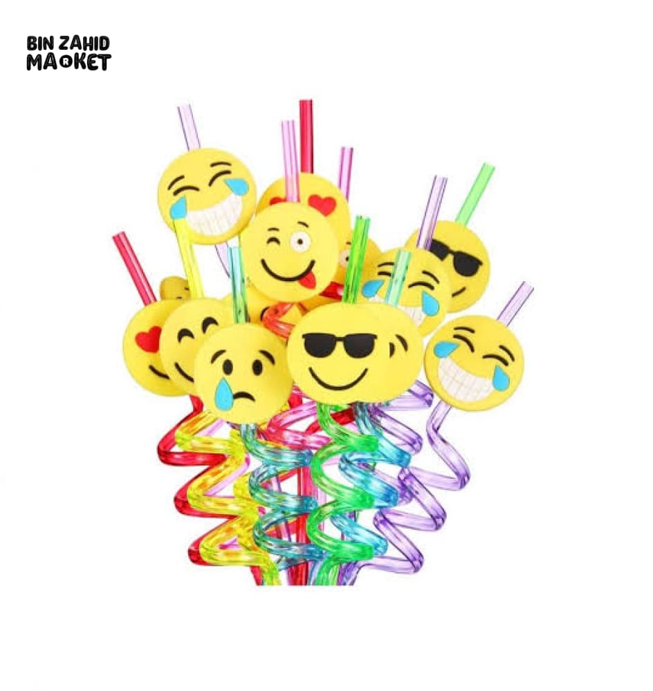 4X PIECES REUSABLE SMILEYS STRAW SET