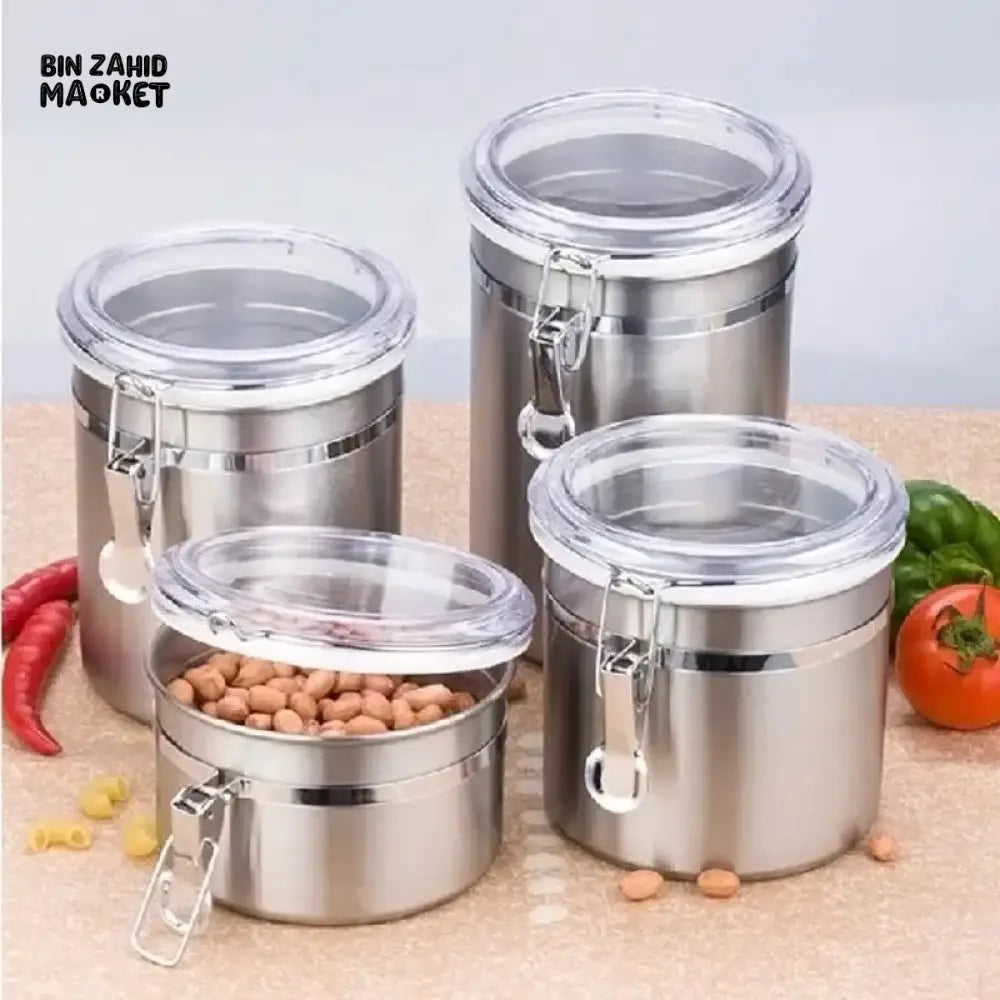 4X PIECES STAINLESS STEEL JAR SET