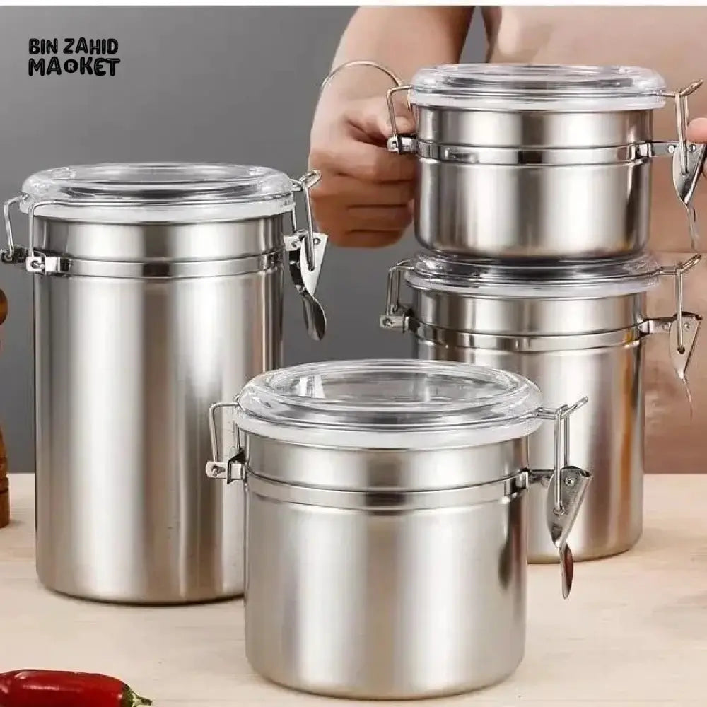 4X PIECES STAINLESS STEEL JAR SET