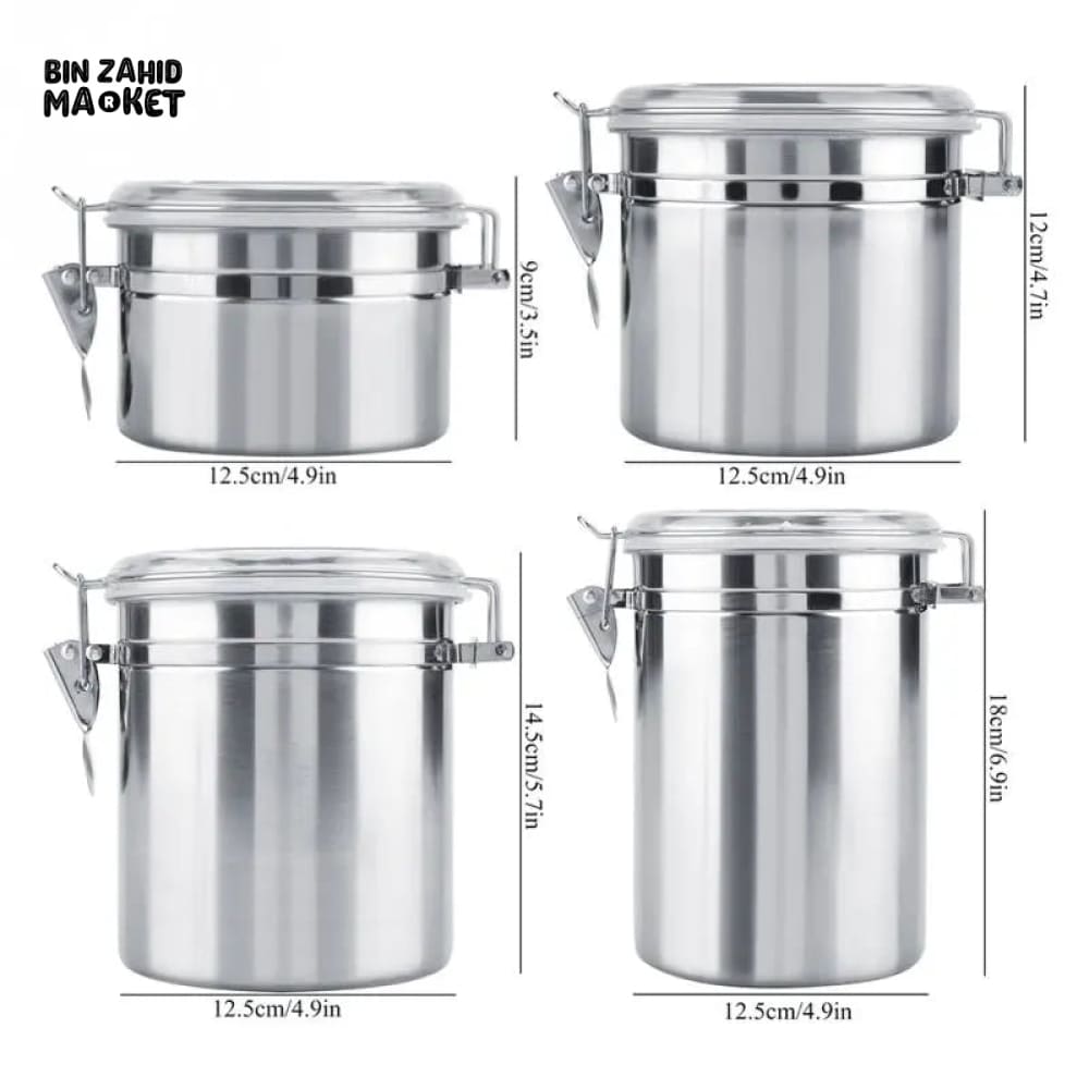 4X PIECES STAINLESS STEEL JAR SET