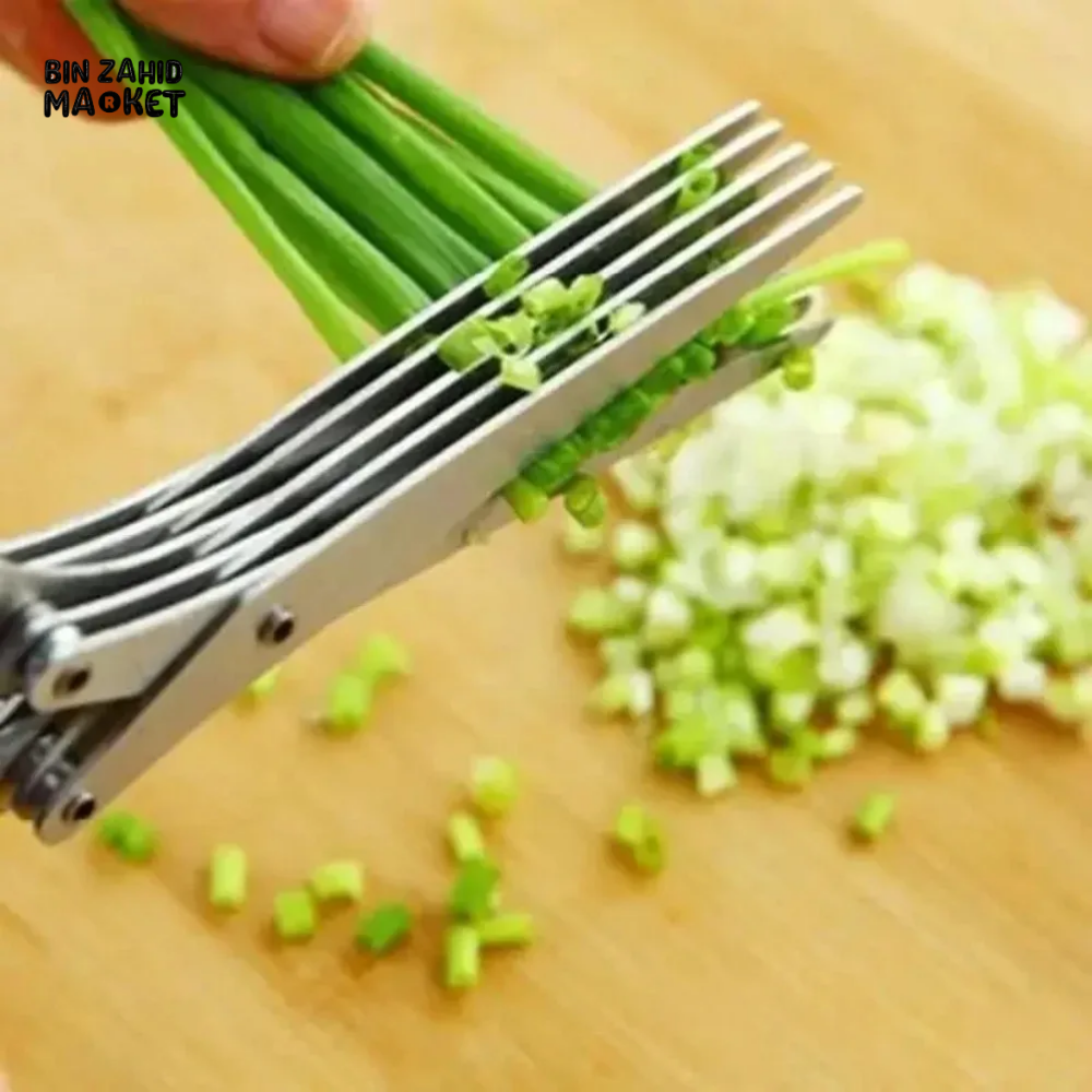 5-BLADE HERB SCISSORS – STAINLESS STEEL SPRING ONION CUTTER