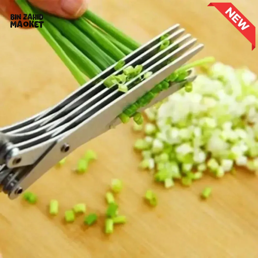 5-BLADE HERB SCISSORS – STAINLESS STEEL SPRING ONION CUTTER
