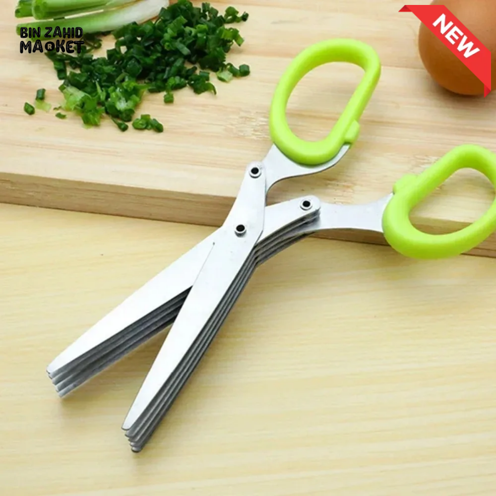 5-BLADE HERB SCISSORS – STAINLESS STEEL SPRING ONION CUTTER