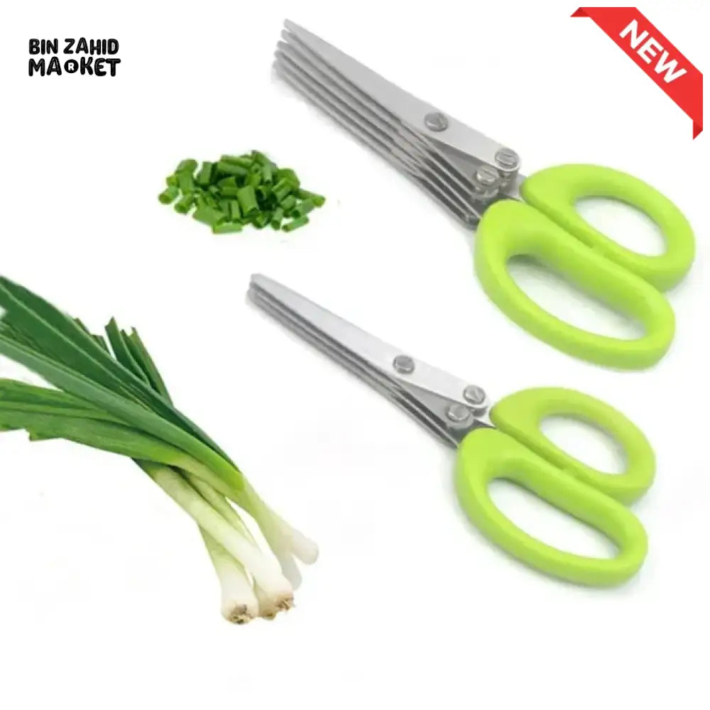 5-BLADE HERB SCISSORS – STAINLESS STEEL SPRING ONION CUTTER