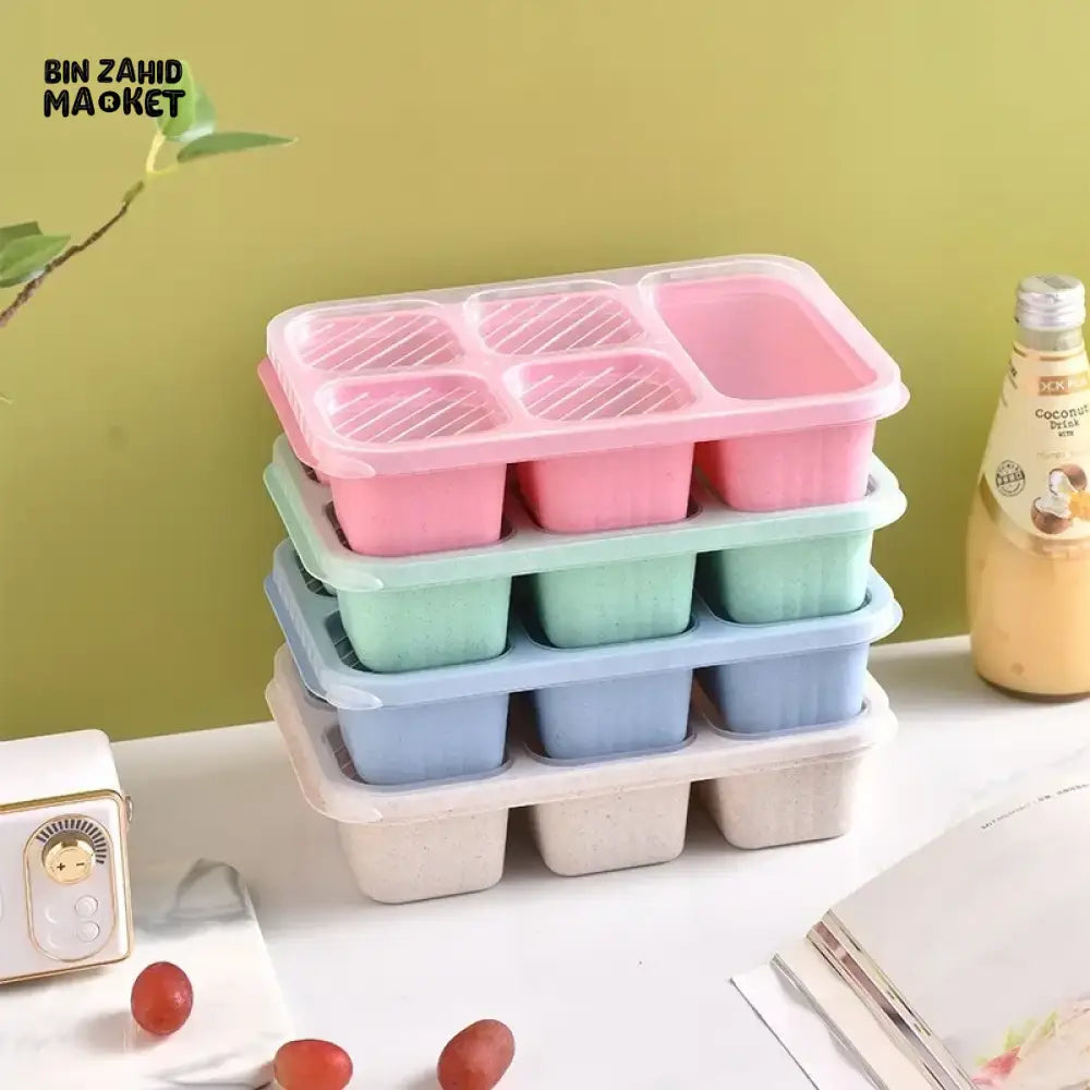 5-CUBE LEAKPROOF BENTO BOX – PORTABLE MICROWAVEABLE LUNCH CONTAINER