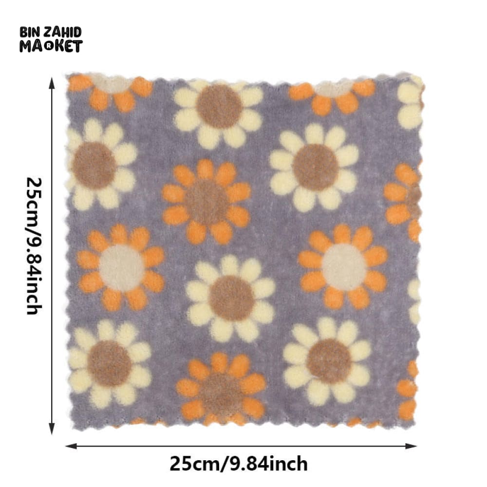 5 PIECE KITCHEN CLEANING CLOTH SET – SOFT ABSORBENT CORAL FLEECE SUNFLOWER DISHCLOTHS & HOUSEHOLD WIPING TOWELS