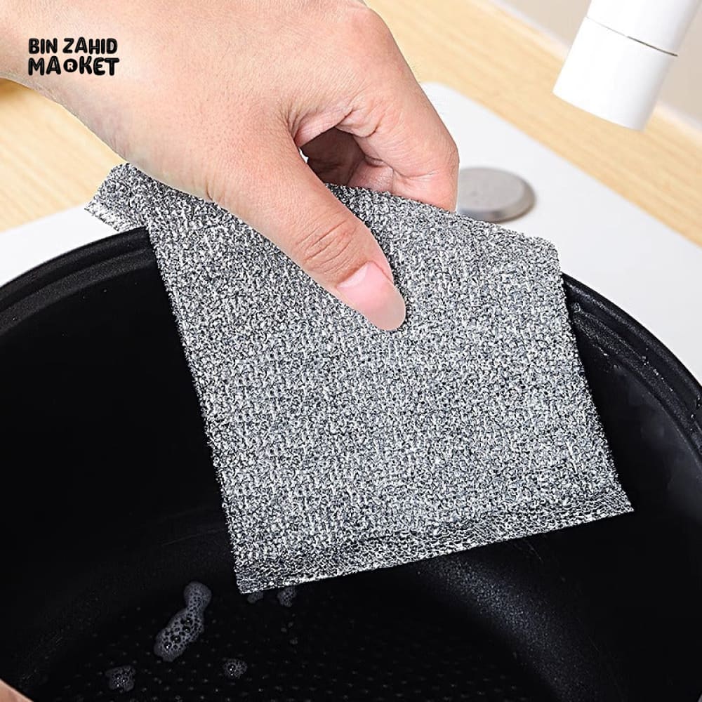 5 PIECES DOUBLE-SIDED STEEL WIRE CLEANING CLOTH – KITCHEN DISH BOWL & POT SCRUBBER TOWEL FOR TABLEWARE AND HOME CLEANING