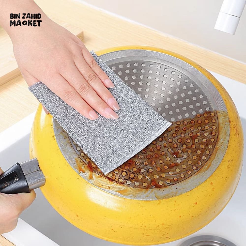 5 PIECES DOUBLE-SIDED STEEL WIRE CLEANING CLOTH – KITCHEN DISH BOWL & POT SCRUBBER TOWEL FOR TABLEWARE AND HOME CLEANING