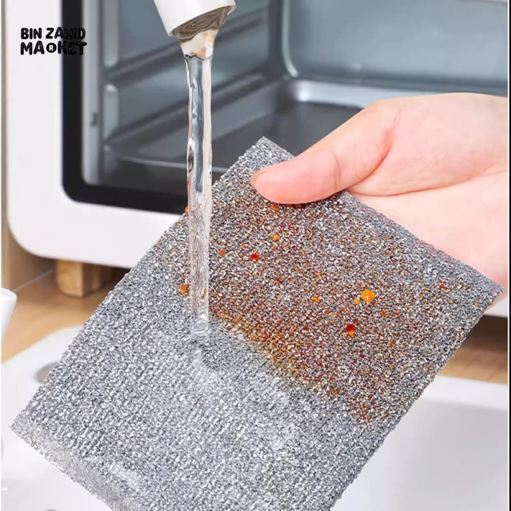 5 PIECES DOUBLE-SIDED STEEL WIRE CLEANING CLOTH – KITCHEN DISH BOWL & POT SCRUBBER TOWEL FOR TABLEWARE AND HOME CLEANING