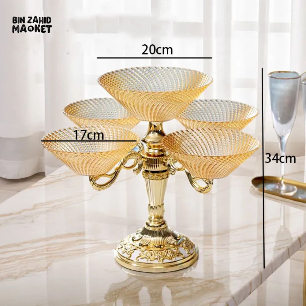 5-ROTATED PETAL CRYSTAL PORCELAIN BOWL – EUROPEAN VINTAGE FRUIT & DESSERT DISPLAY TRAY PARTY SERVING PLATTER