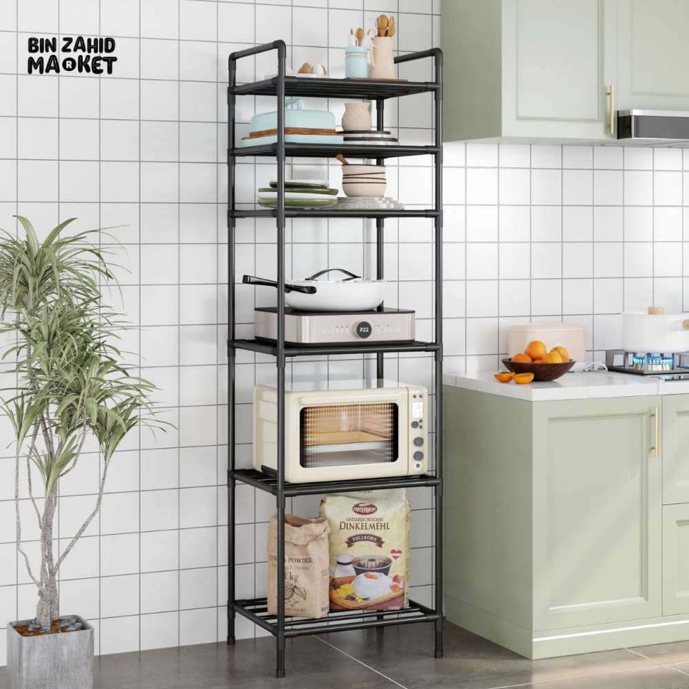 5-TIER KITCHEN ORGANIZER MICROWAVE STORAGE RACK PULLEY TROLLEY POT STORAGE BATHROOM SHELVES