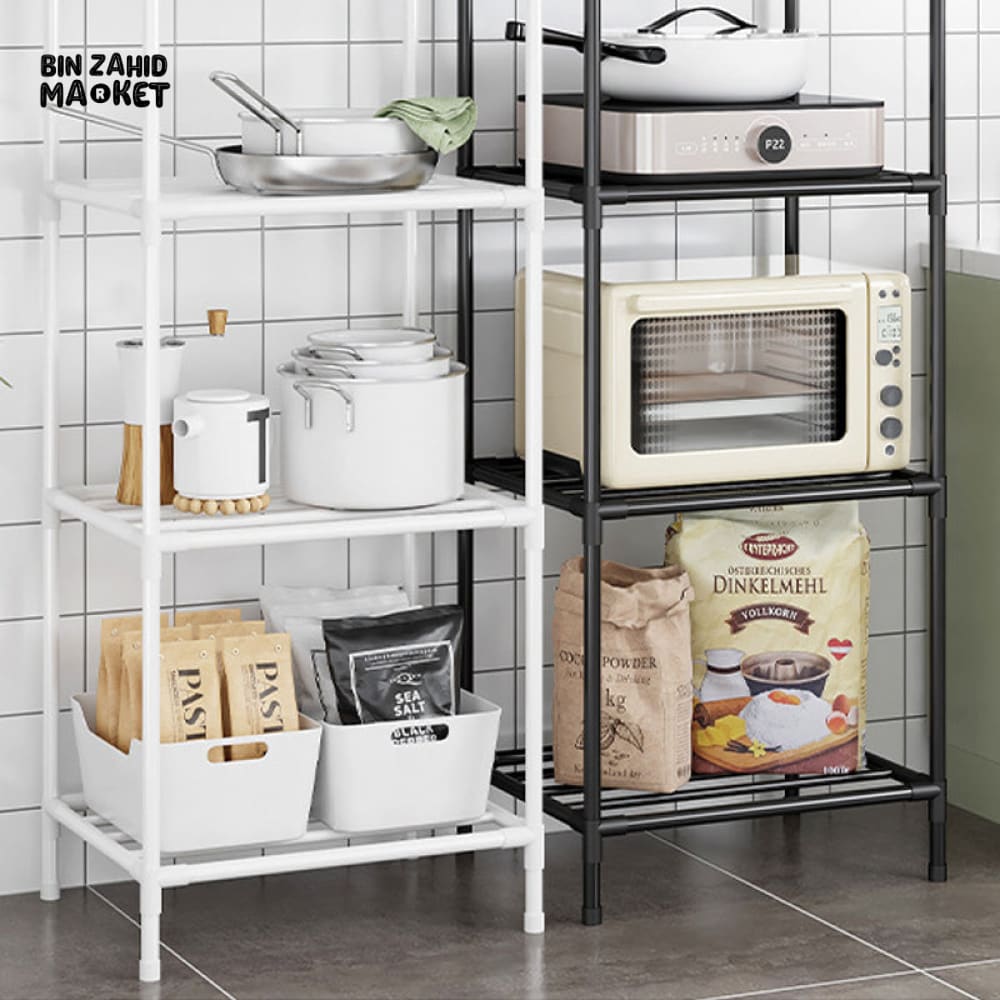 5-TIER KITCHEN ORGANIZER MICROWAVE STORAGE RACK PULLEY TROLLEY POT STORAGE BATHROOM SHELVES