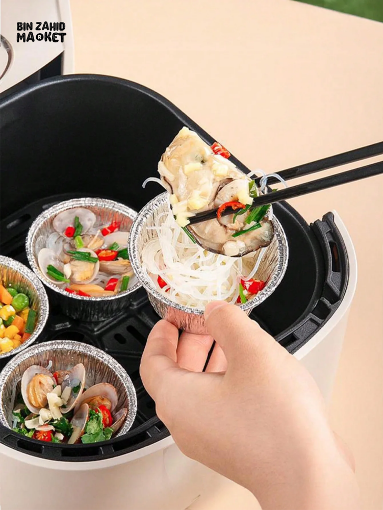 50 PIECES AIR FRYER TIN FOIL BOWL EGG TART HOLDER CAKE MOLD