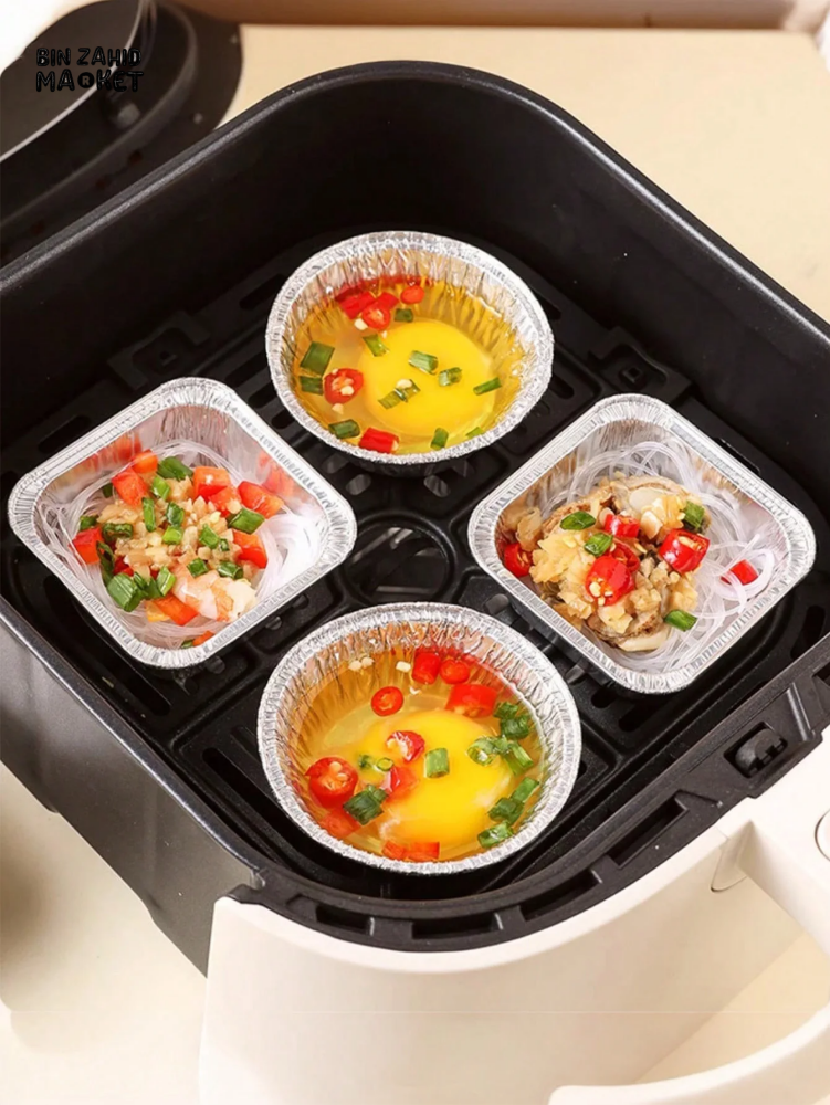 50 PIECES AIR FRYER TIN FOIL BOWL EGG TART HOLDER CAKE MOLD