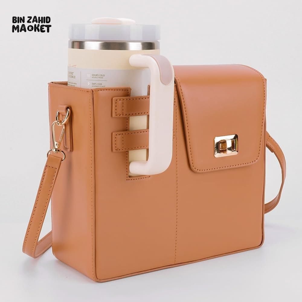 TUMBLERS CROSSBODY BAG – STYLISH PORTABLE ADJUSTABLE STRAP - BROWN