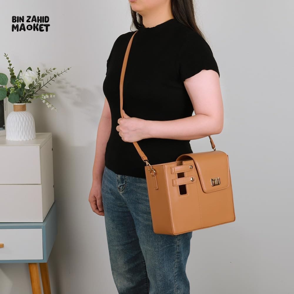 TUMBLERS CROSSBODY BAG – STYLISH PORTABLE ADJUSTABLE STRAP - BROWN