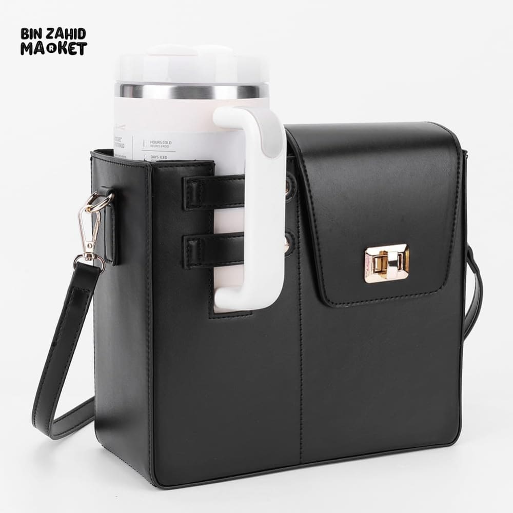 TUMBLERS CROSSBODY BAG – STYLISH PORTABLE ADJUSTABLE STRAP - BLACK