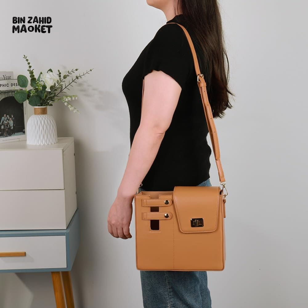 TUMBLERS CROSSBODY BAG – STYLISH PORTABLE ADJUSTABLE STRAP - BROWN