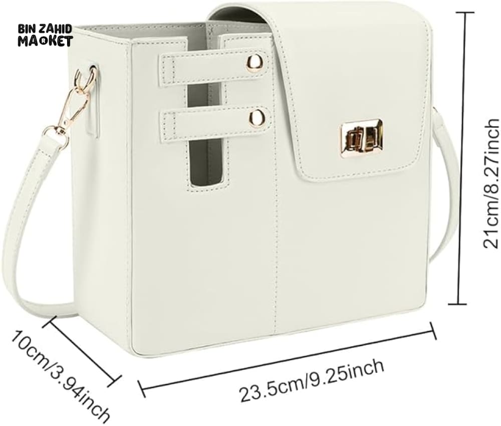 TUMBLERS CROSSBODY BAG – STYLISH PORTABLE ADJUSTABLE STRAP - WHITE