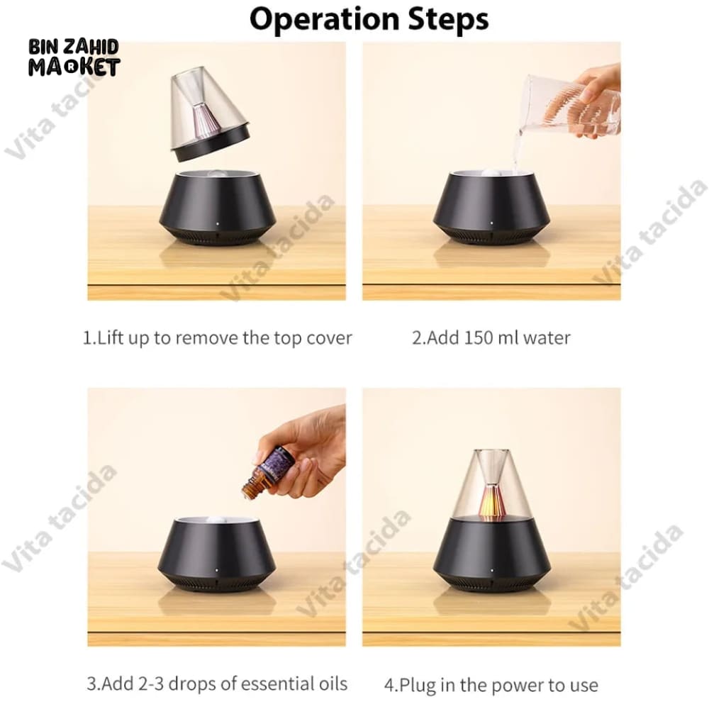 VOLCANIC AROMA HUMIDIFIER WITH NIGHT LIGHT