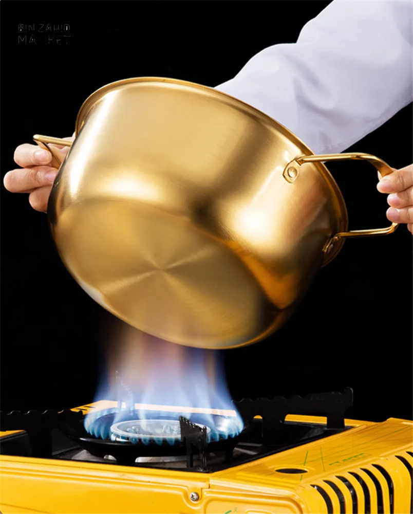 STAINLESS STEEL INSTANT NOODLE POT WITH LID NON-STICK SOUP SAUCEPAN COOKWARE